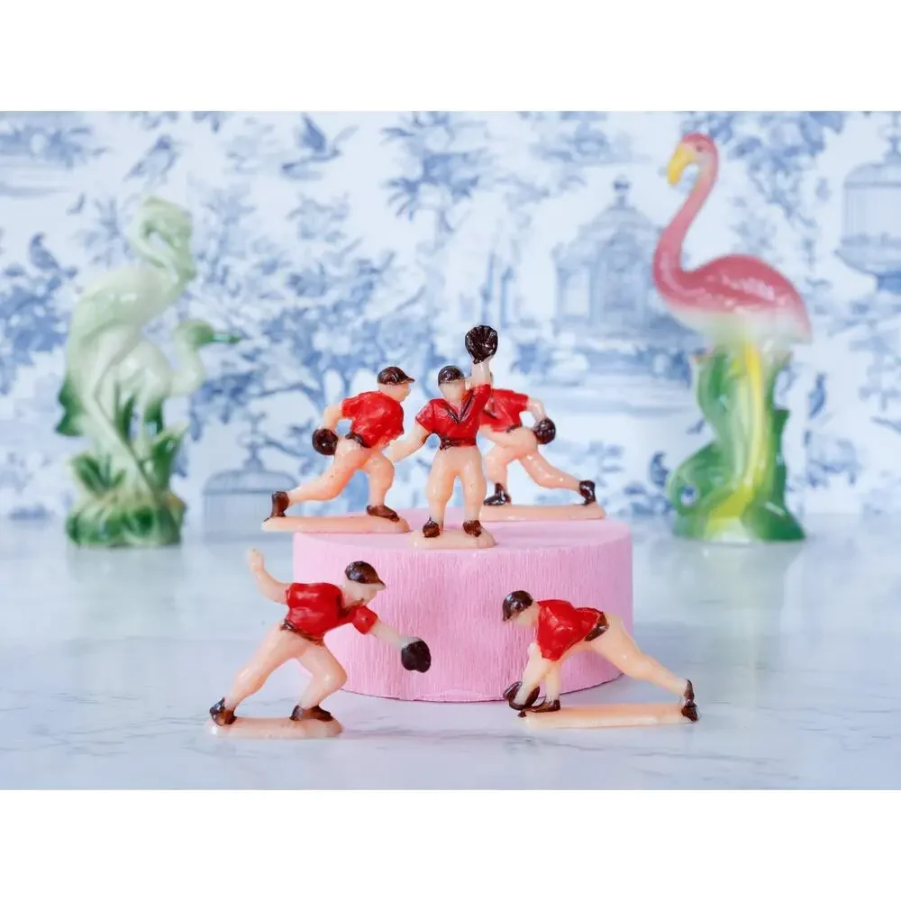 VTG 50s Baseball Player Cake Toppers Set of 5 MCM Retro Boys Sport Party Favors